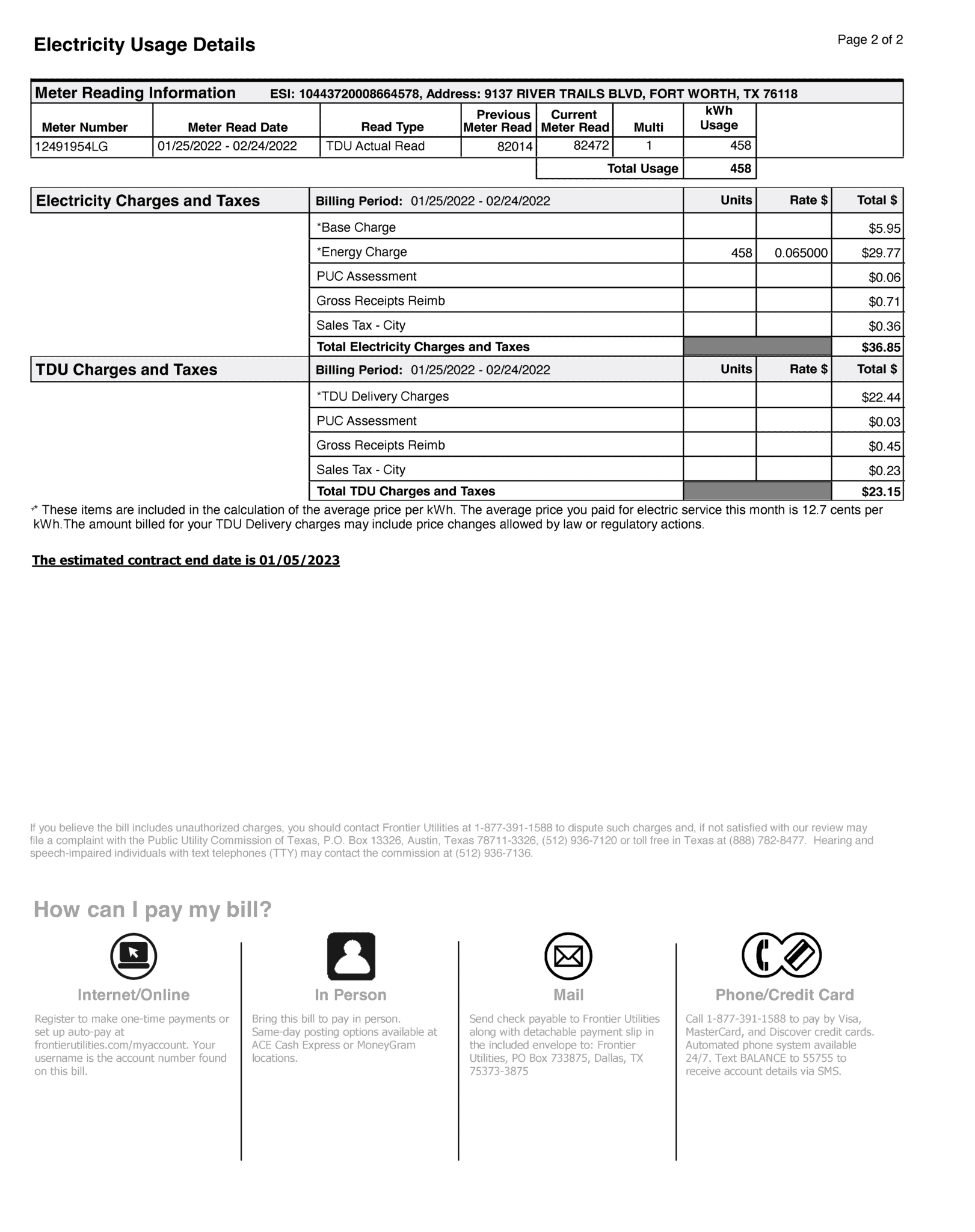 Sample Electricity Bill how to read electricity bill